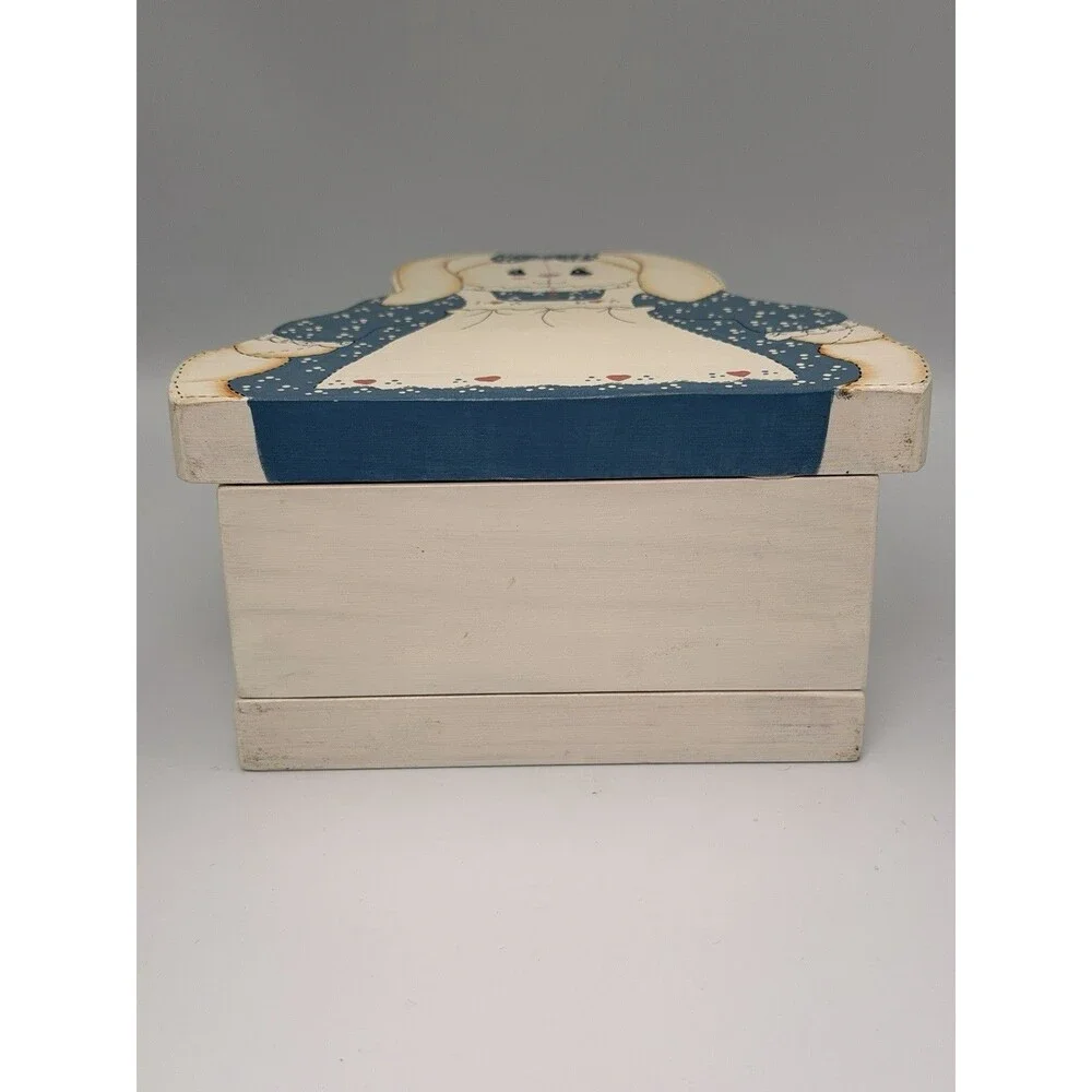 Vintage Bunny Napkin Letter Holder Wood Cottagecore Country Grandma Kitchen 90s